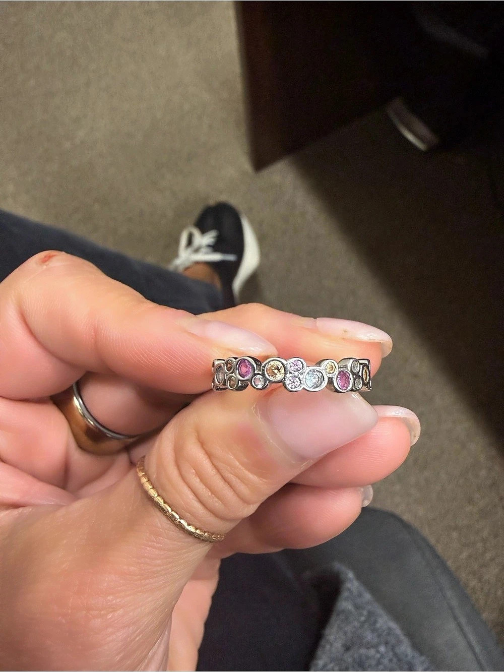 Pink & Silver Gemstone Ring